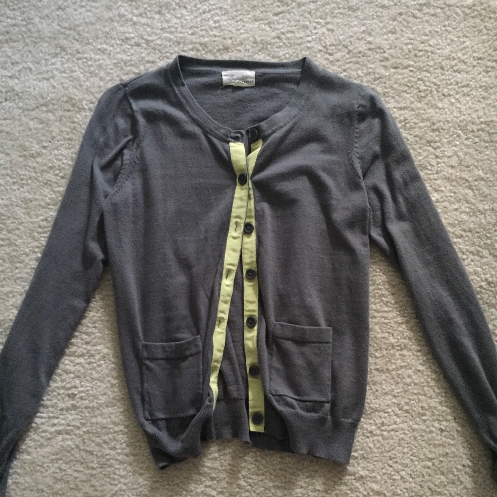 Forever 21 Gray Cardigan w/ Light Green Stripe